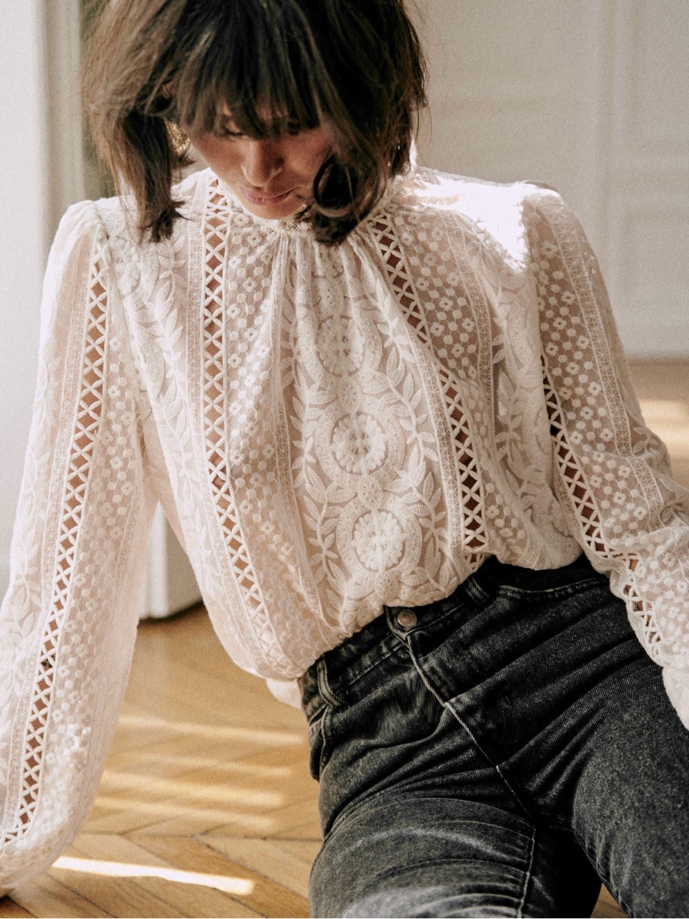 Sezane Valentine Embroidered Blouse